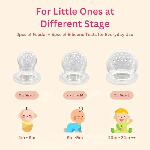 NatureBond Baby Food Feeder/Fruit Feeder Pacifier Nibbler (2 Pack) - Infant Teething Toy Teether Weaning in Appetizing Colors | + Additional Silicone Sacs - NatureBond