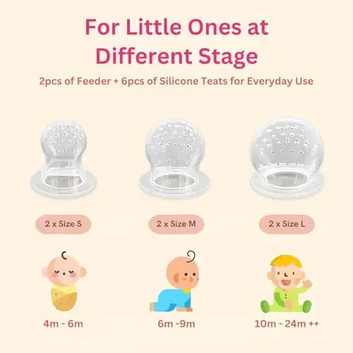 NatureBond Кормилка для детского питания/Кормилка для фруктов Соска-грызунок (2 шт.) - Игрушка для прорезывания зубов для младенцев Прорезыватель Отлучение от груди в аппетитных цветах | + Дополнительные силиконовые мешки - 1