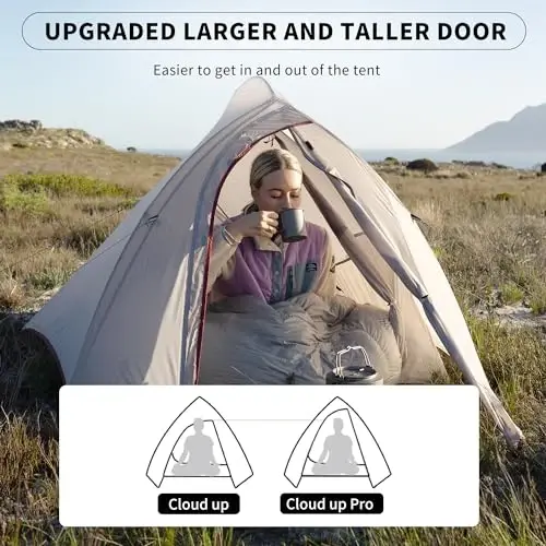 Naturehike Cloud-Up 2 Person Tent Lightweight Backpacking Tent with Footprint - Free Standing Ultralight Camping Hiking Backpack Tents Two Person Tent - 3