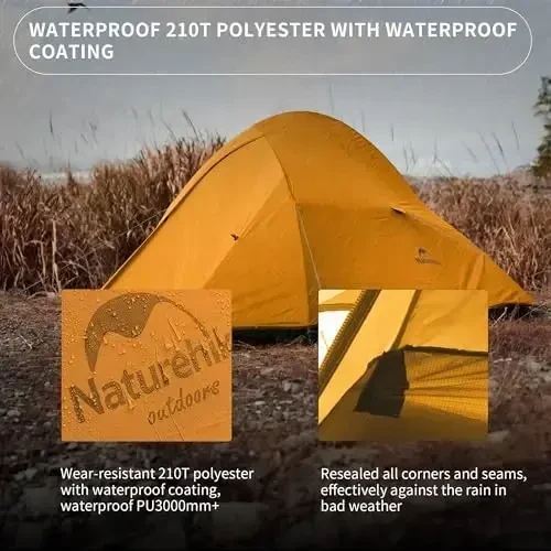 Naturehike Cloud-Up 2 Person Tent Lightweight Backpacking Tent with Footprint - Free Standing Ultralight Camping Hiking Backpack Tents Two Person Tent - 6