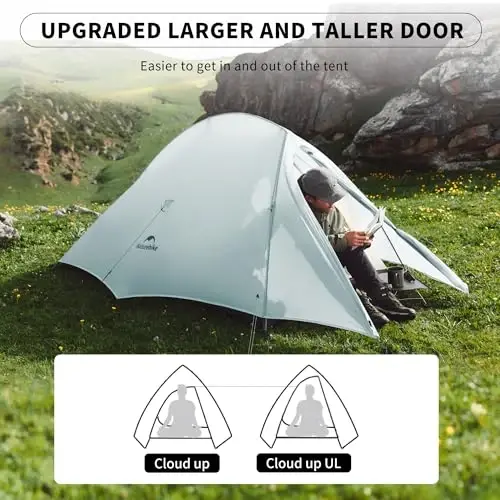 Naturehike Cloud-Up 2 Person Tent Lightweight Backpacking Tent with Footprint - Free Standing Ultralight Camping Hiking Backpack Tents Two Person Tent - 3