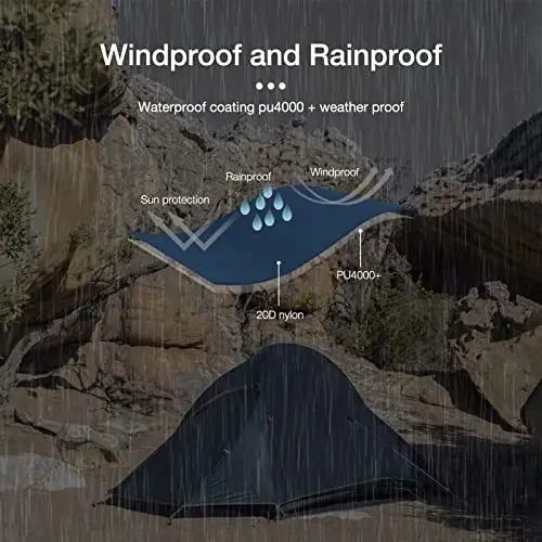 Naturehike Cloud-Up 2 Person Tent Lightweight Backpacking Tent with Footprint - Free Standing Ultralight Camping Hiking Backpack Tents Two Person Tent - 3