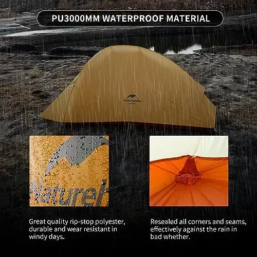 Naturehike Cloud-Up 2 Person Tent Lightweight Backpacking Tent with Footprint - Free Standing Ultralight Camping Hiking Backpack Tents Two Person Tent - 5