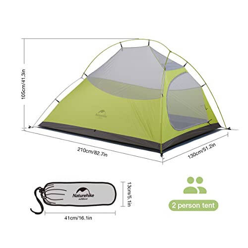 Naturehike Cloud-Up 2 Person Tent Lightweight Backpacking Tent with Footprint - Free Standing Ultralight Camping Hiking Backpack Tents Two Person Tent - 3