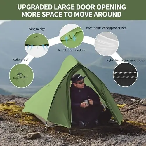 Naturehike Cloud-Up 2 Person Tent Lightweight Backpacking Tent with Footprint - Free Standing Ultralight Camping Hiking Backpack Tents Two Person Tent - 4