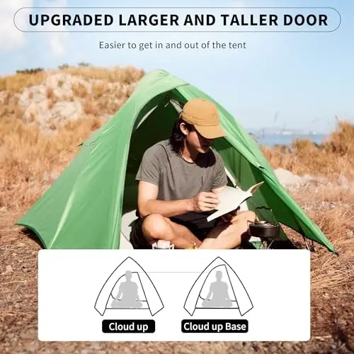 Naturehike Cloud-Up 2 Person Tent Lightweight Backpacking Tent with Footprint - Free Standing Ultralight Camping Hiking Backpack Tents Two Person Tent - 2
