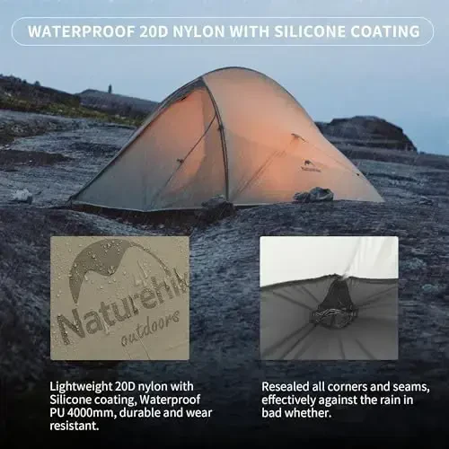 Naturehike Cloud-Up 2 Person Tent Lightweight Backpacking Tent with Footprint - Free Standing Ultralight Camping Hiking Backpack Tents Two Person Tent - 5