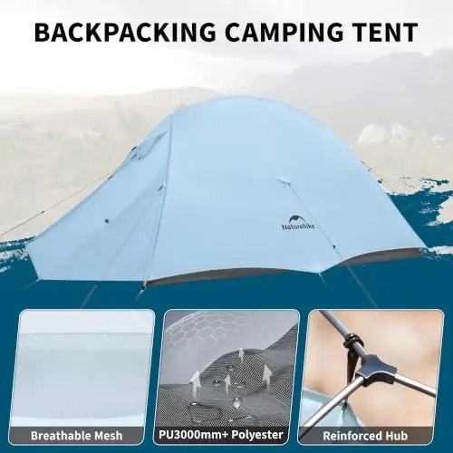 Naturehike Cloud-Up 2 Person Tent Lightweight Backpacking Tent with Footprint - Free Standing Ultralight Camping Hiking Backpack Tents Two Person Tent - 3