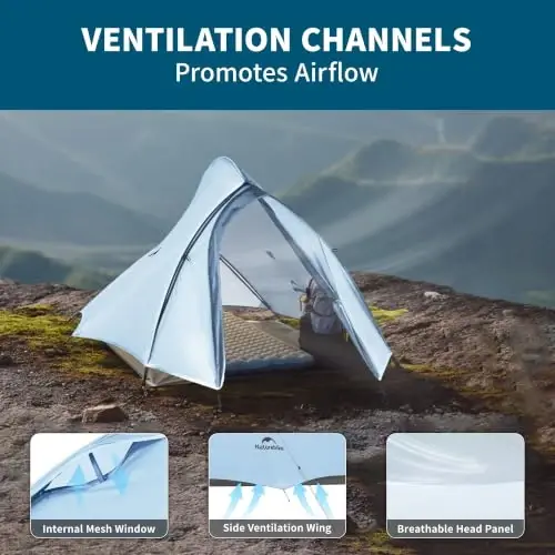 Naturehike Cloud-Up 2 Person Tent Lightweight Backpacking Tent with Footprint - Free Standing Ultralight Camping Hiking Backpack Tents Two Person Tent - 4