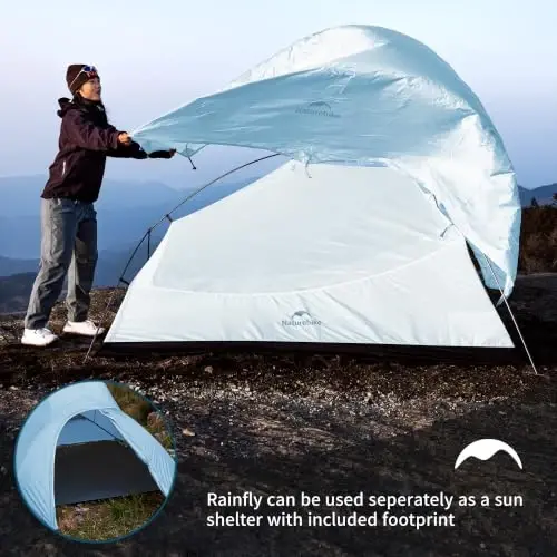 Naturehike Cloud-Up 2 Person Tent Lightweight Backpacking Tent with Footprint - Free Standing Ultralight Camping Hiking Backpack Tents Two Person Tent - 6