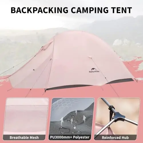 Naturehike Cloud-Up 2 Person Tent Lightweight Backpacking Tent with Footprint - Free Standing Ultralight Camping Hiking Backpack Tents Two Person Tent - 2