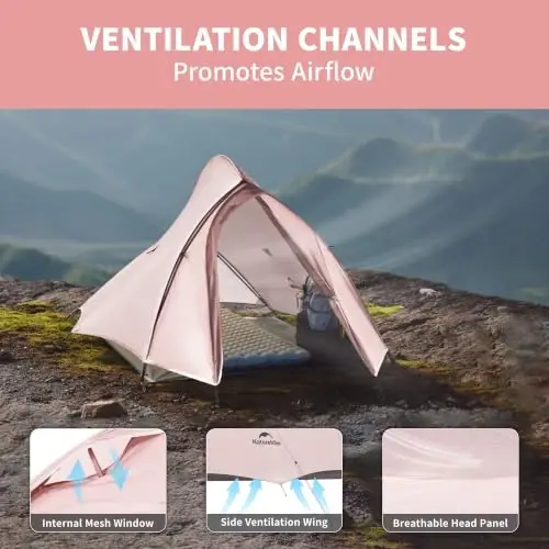 Naturehike Cloud-Up 2 Person Tent Lightweight Backpacking Tent with Footprint - Free Standing Ultralight Camping Hiking Backpack Tents Two Person Tent - 4