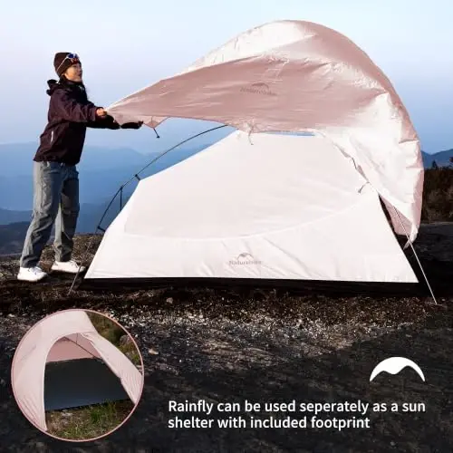 Naturehike Cloud-Up 2 Person Tent Lightweight Backpacking Tent with Footprint - Free Standing Ultralight Camping Hiking Backpack Tents Two Person Tent - 6