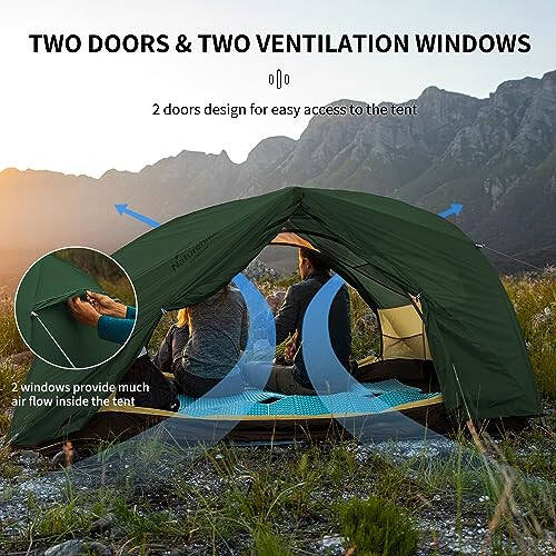 Naturehike Star River 2 Person Backpacking Tent, Double Layer Ultralight Two Person Tent for Camping Hiking, 2 Man Lightweight Tent for Cycling, Bikepacking - 2