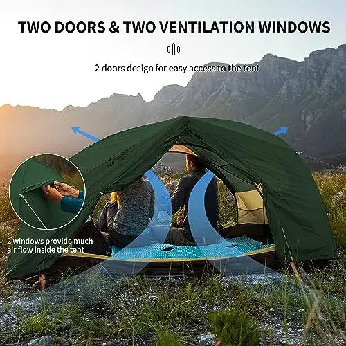 Naturehike Star River 2 Person Backpacking Tent, Double Layer Ultralight Two Person Tent for Camping Hiking, 2 Man Lightweight Tent for Cycling, Bikepacking - 2