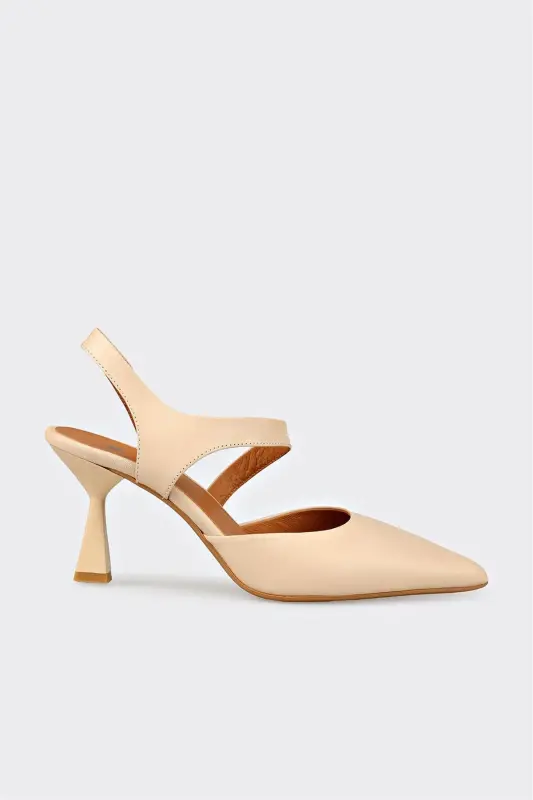 Naturel Deri Kadın Topuklu Ayakkabı - Naturel - ELLE SHOES