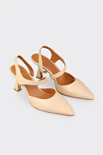 Naturel Deri Kadın Topuklu Ayakkabı - Naturel - ELLE SHOES (1)
