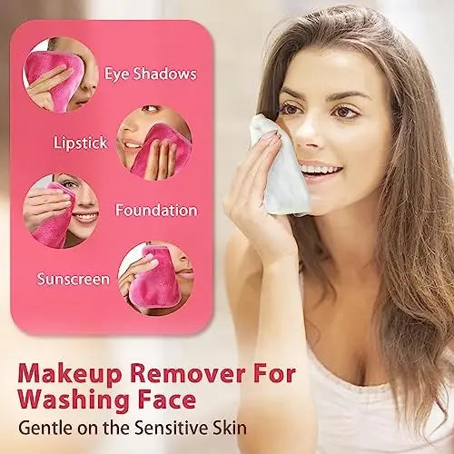 NATWAG | Reusable Update Makeup Removing Microfiber Cloth for Sensitive Skin | Washable Makeup Remover Towels | Natural Facial Cleansing Towels (6”x 6”, 12 Pack/Pink) - 2