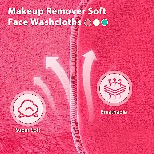 NATWAG | Reusable Update Makeup Removing Microfiber Cloth for Sensitive Skin | Washable Makeup Remover Towels | Natural Facial Cleansing Towels (6”x 6”, 12 Pack/Pink) - 3