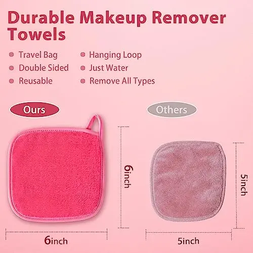 NATWAG | Reusable Update Makeup Removing Microfiber Cloth for Sensitive Skin | Washable Makeup Remover Towels | Natural Facial Cleansing Towels (6”x 6”, 12 Pack/Pink) - 5