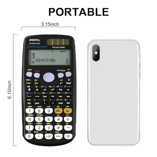 Научные калькуляторы, IPepul Math Calculator с 417 функциями, питание от солнечной батареи и 4-строчный дисплей, школьные принадлежности для учеников средней и старшей школы, студентов колледжей, учителей (черный 991ES) - 6