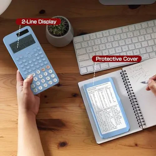 Научный калькулятор для студентов, калькулятор 991 MS для средней и старшей школы с чехлом (991MS-синий) - 2