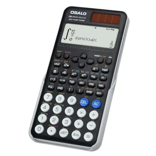 Научный калькулятор OSALO 417 Функций 2 Строки 10+2 Разрядов Письменный дисплей Солнечные и батарейные калькуляторы для студентов школ и колледжей Средние школы Черный (ОС 991ES Plus 2-е издание) - OSALO