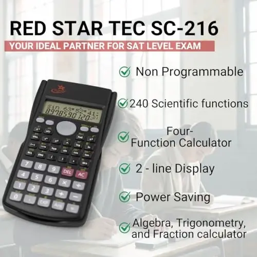 Научный калькулятор Red Star Tec SC-216 — ученический калькулятор для средней и старшей школы, неграфический научный калькулятор, подходящий для сдачи SAT и использования в деловой сфере… - 2