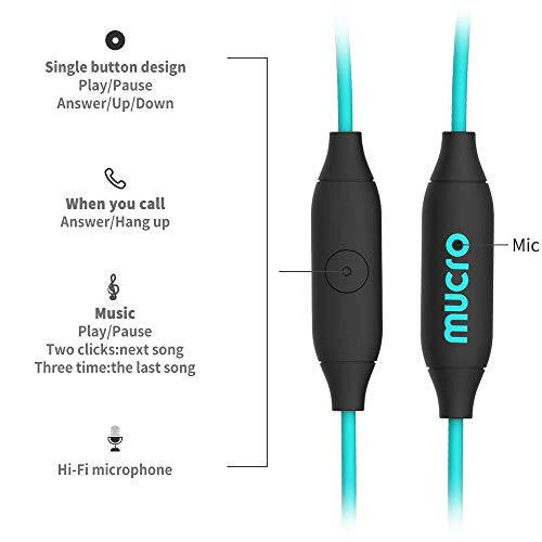 Наушники Mucro USB C проводные наушники-вкладыши с заушными крючками для спорта/бега/тренажерного зала, внутриканальные наушники типа C для Samsung, Google, Oneplus и других смартфонов - 5