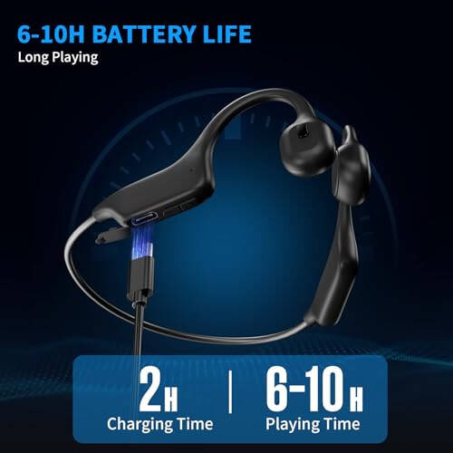 Наушники с костной проводимостью HOLEEKIC, спортивные наушники беспроводные Bluetooth 5.3 с микрофоном, водонепроницаемые потливость IPX7 открытые наушники для бега, езды на велосипеде, тренажерного зала (черные) - 4