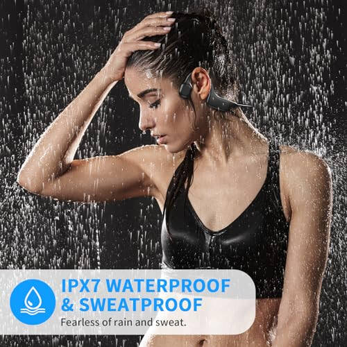 Наушники с костной проводимостью HOLEEKIC, спортивные наушники беспроводные Bluetooth 5.3 с микрофоном, водонепроницаемые потливость IPX7 открытые наушники для бега, езды на велосипеде, тренажерного зала (черные) - 7