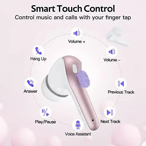 Наушники TAGRY Bluetooth True Wireless Earbuds 60H Воспроизведение LED Дисплей питания Наушники с беспроводным зарядным чехлом IPX5 Водонепроницаемые внутриканальные наушники с микрофоном для смартфона ноутбука телевизора компьютера спорта - 4