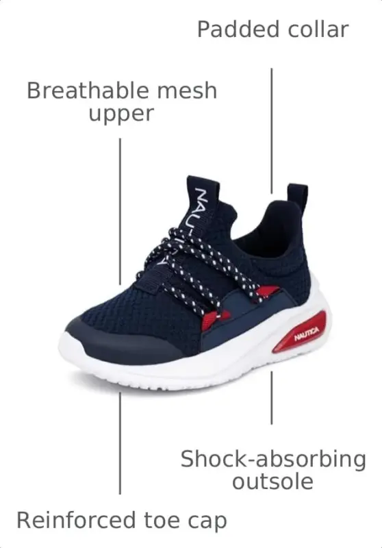 Nautica Kids Athletic Slip-On Sneakers - Comfortable Bungee Running Shoes for Boys and Girls - Stylish and Supportive Footwear for Active Kids (Big Kid/Little Kid/Toddler) - 3