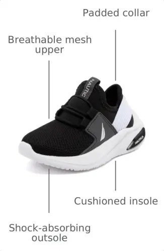 Nautica Kids Athletic Slip-On Sneakers - Comfortable Bungee Running Shoes for Boys and Girls - Stylish and Supportive Footwear for Active Kids (Big Kid/Little Kid/Toddler) - 3