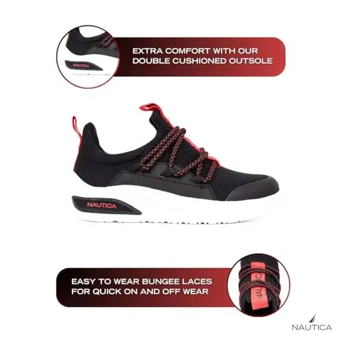 Nautica Kids Athletic Slip-On Sneakers - Comfortable Bungee Running Shoes for Boys and Girls - Stylish and Supportive Footwear for Active Kids (Big Kid/Little Kid/Toddler) - 2