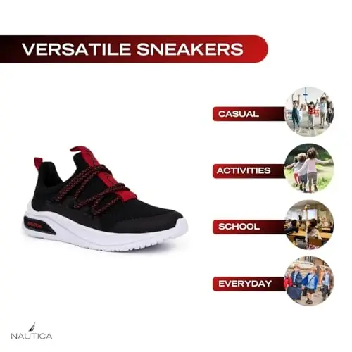 Nautica Kids Athletic Slip-On Sneakers - Comfortable Bungee Running Shoes for Boys and Girls - Stylish and Supportive Footwear for Active Kids (Big Kid/Little Kid/Toddler) - 6