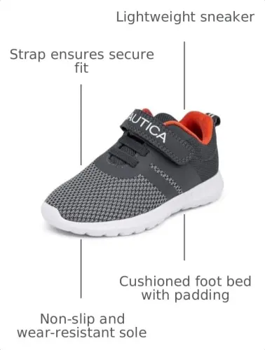 Nautica Çocuk Moda Sneaker Atletik Koşu Ayakkabısı Tek Bantlı |Erkek Çocuk - Kız Çocuk|(Yürümeye Başlayan/Küçük Çocuk) 