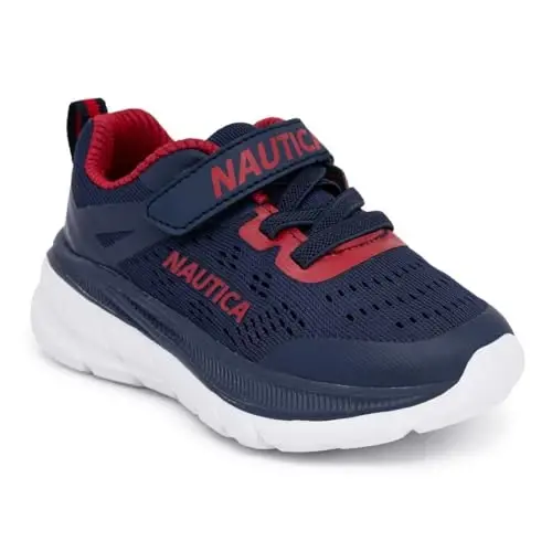 Nautica Kids Running Shoes for Boys and Girls, Lightweight Athletic Sneakers with Cushioned Comfort, Hook and Loop Strap, Bungee Lace Tennis Shoes for Toddler Little Kid and Big Kid 