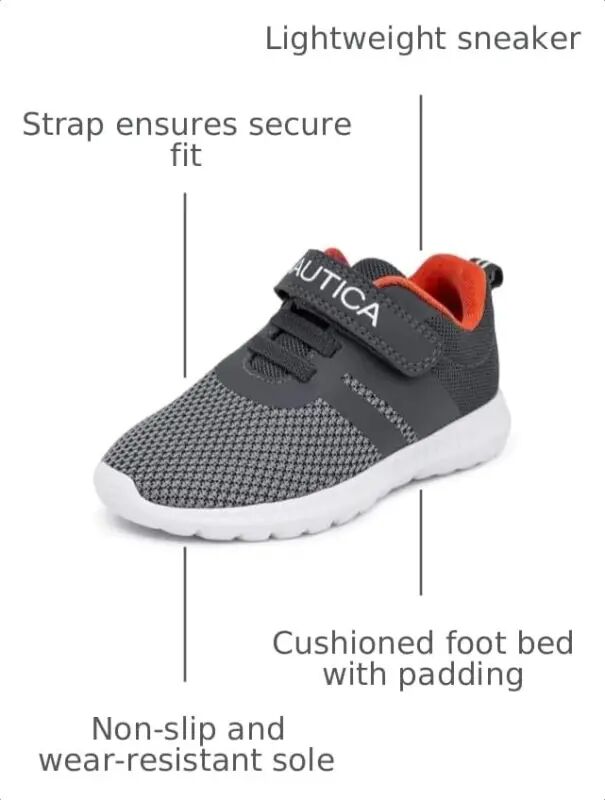 Nautica Kids Fashion Sneaker Athletic Running Shoe with One Strap |Boys - Girls|(Toddler/Little Kid) - NAUTICA