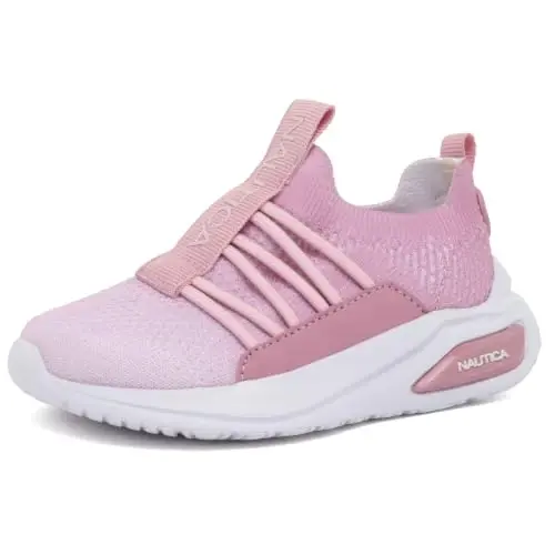Nautica Girls Athletic Slip-On Sneakers, Comfortable Bungee Running Shoes, Stylish Tennis Footwear for Active Kids, Big Kid, Little Kid, Toddler - 1