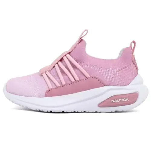 Nautica Girls Athletic Slip-On Sneakers, Comfortable Bungee Running Shoes, Stylish Tennis Footwear for Active Kids, Big Kid, Little Kid, Toddler - 2