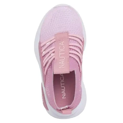 Nautica Girls Athletic Slip-On Sneakers, Comfortable Bungee Running Shoes, Stylish Tennis Footwear for Active Kids, Big Kid, Little Kid, Toddler - 4
