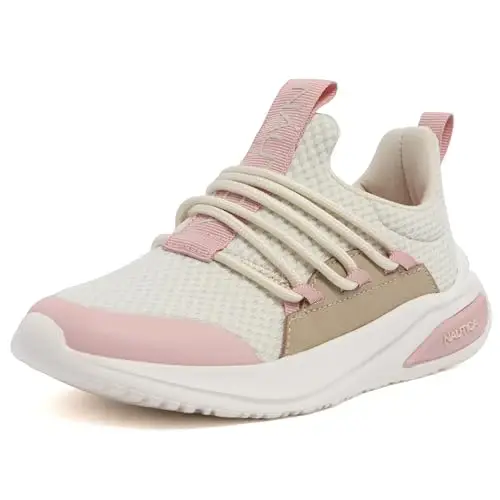 Nautica Girls Athletic Slip-On Sneakers, Comfortable Bungee Running Shoes, Stylish Tennis Footwear for Active Kids, Big Kid, Little Kid, Toddler - 1