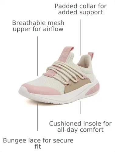 Nautica Girls Athletic Slip-On Sneakers, Comfortable Bungee Running Shoes, Stylish Tennis Footwear for Active Kids, Big Kid, Little Kid, Toddler - 3