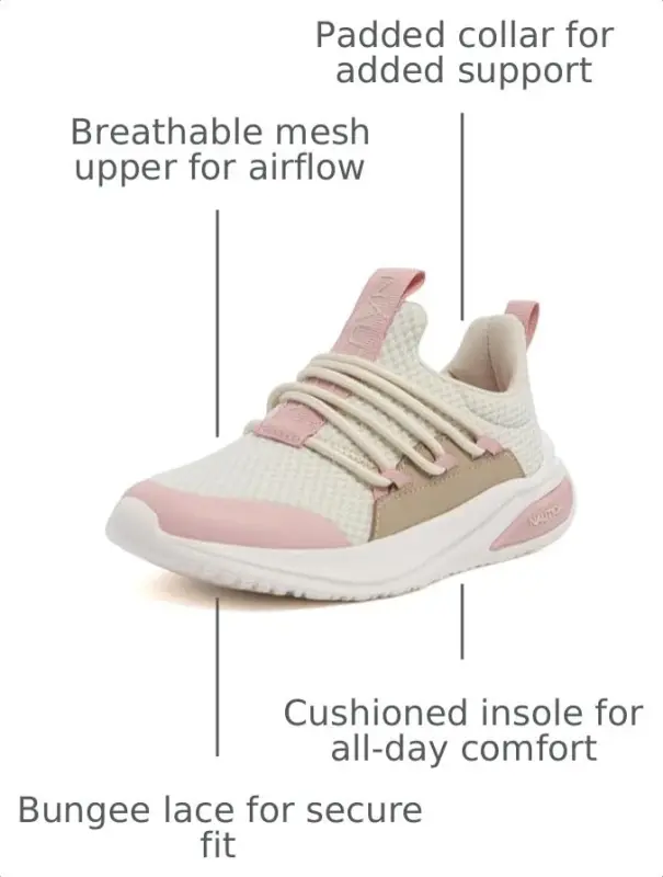 Nautica Girls Athletic Slip-On Sneakers, Comfortable Bungee Running Shoes, Stylish Tennis Footwear for Active Kids, Big Kid, Little Kid, Toddler - 3