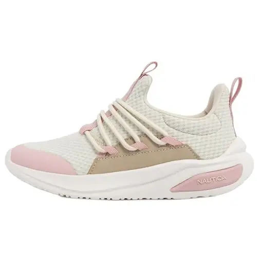 Nautica Girls Athletic Slip-On Sneakers, Comfortable Bungee Running Shoes, Stylish Tennis Footwear for Active Kids, Big Kid, Little Kid, Toddler - 4