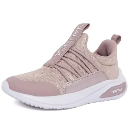Nautica Girls Athletic Slip-On Sneakers, Comfortable Bungee Running Shoes, Stylish Tennis Footwear for Active Kids, Big Kid, Little Kid, Toddler - 1
