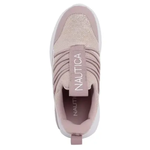 Nautica Girls Athletic Slip-On Sneakers, Comfortable Bungee Running Shoes, Stylish Tennis Footwear for Active Kids, Big Kid, Little Kid, Toddler - 4