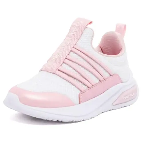 Nautica Girls Athletic Slip-On Sneakers, Comfortable Bungee Running Shoes, Stylish Tennis Footwear for Active Kids, Big Kid, Little Kid, Toddler - 1