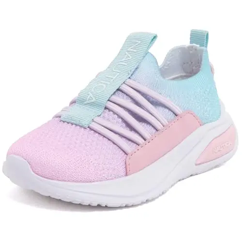 Nautica Girls Athletic Slip-On Sneakers, Comfortable Bungee Running Shoes, Stylish Tennis Footwear for Active Kids, Big Kid, Little Kid, Toddler - 1